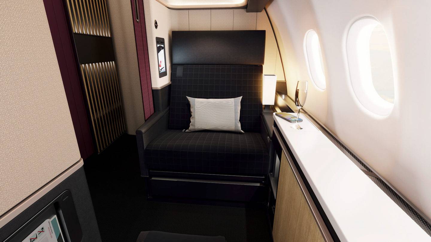 View of the SWISS A330 First Class seat